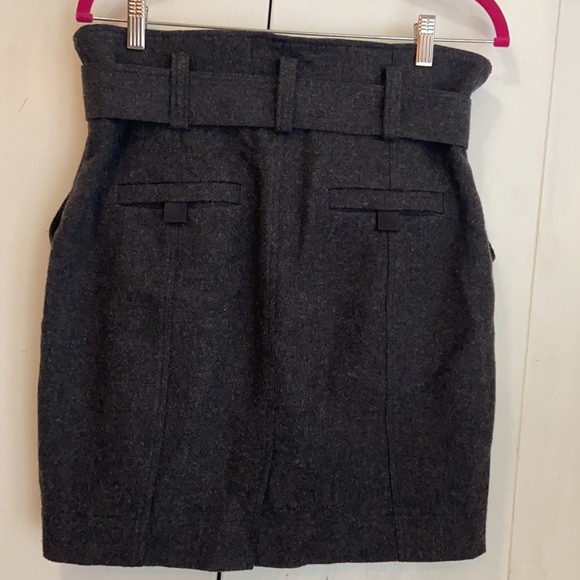 BURBERRY Brit Grey Wool Mini Skirt High Waisted Belter Paper Bag Wooled Pocket L - Picture 3 of 10